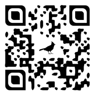 One of the QR codes found at bird observation sites around campus. Yes, that is a female northern cardinal silhouette embedded in its QR code. Scan it and see more!